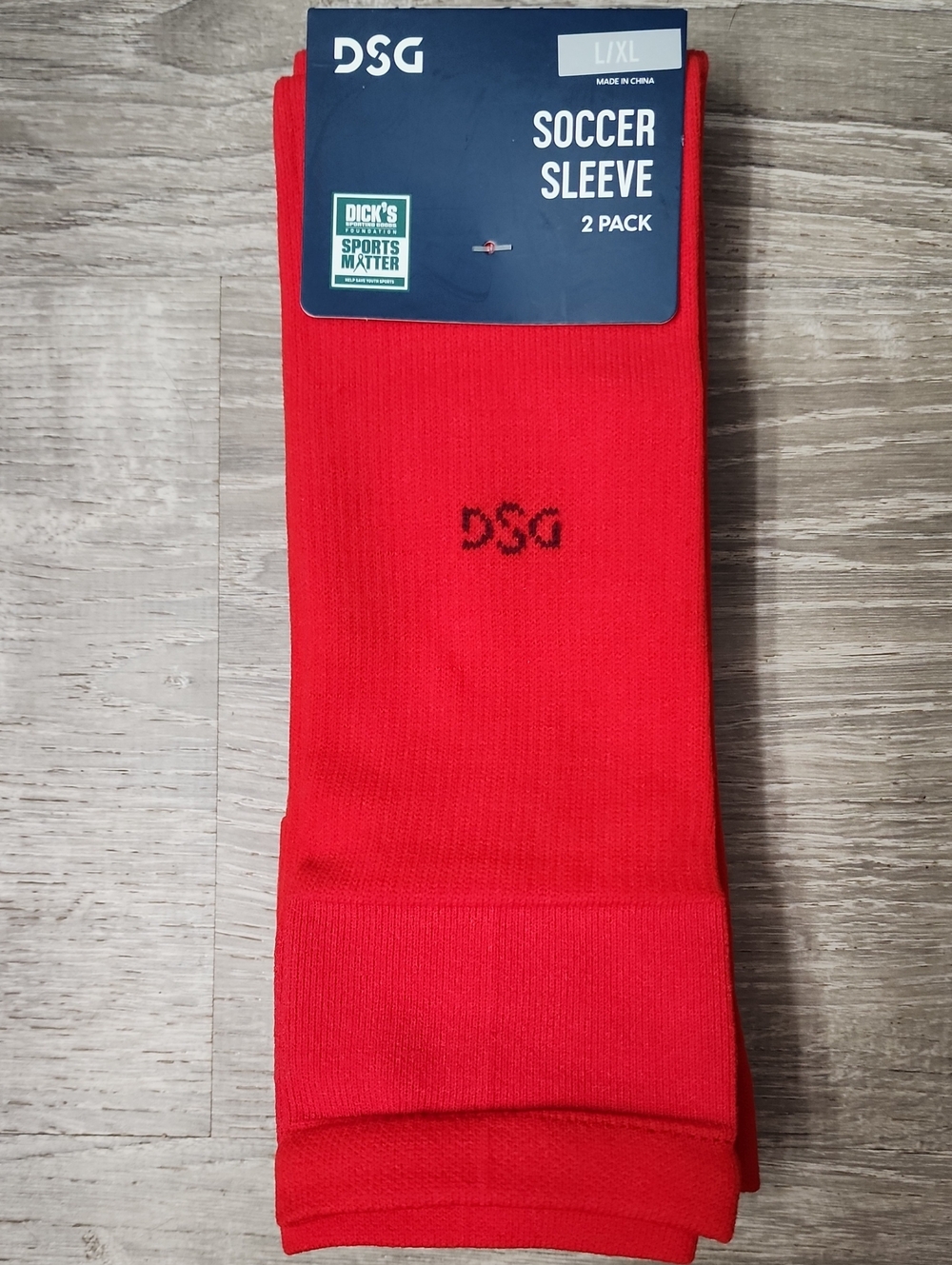 DSG Red Soccer Sleeve 2-Pack L/XL